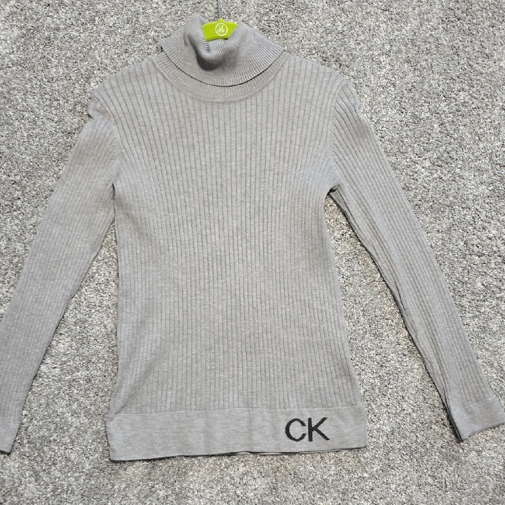Calvin Klein Light Gray Ribbed Sweater